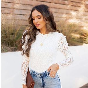 VICI Minutes Notice Long Sleeve Lace Bodysuit